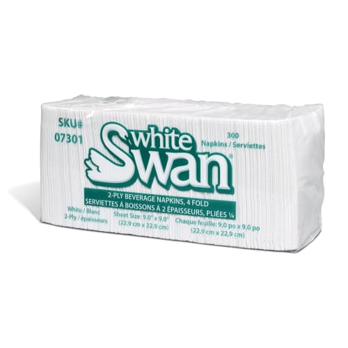 White Swan 2-Ply Beverage, 4 Fold, 12 x 300 sheets